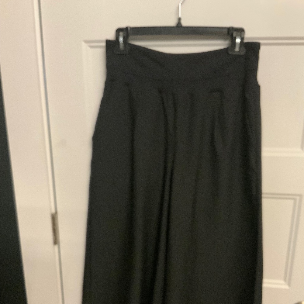 Black pull on culottes with elastic high waist,